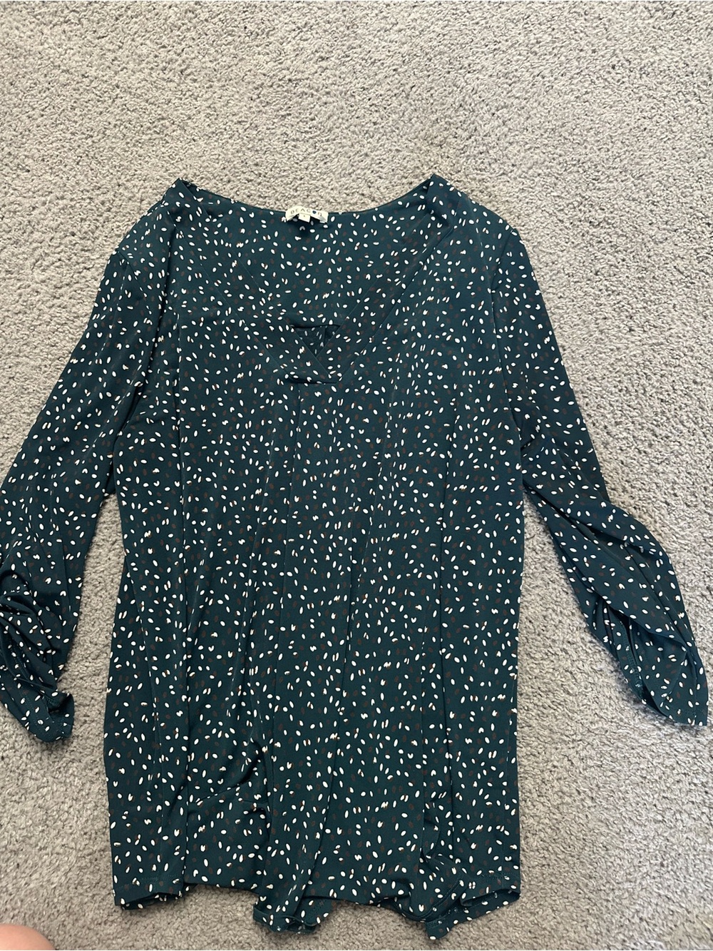 Beacon Teal Long-Sleeve Dot Print Blouse